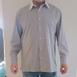 Charvet Black and White Striped Dress Shirt